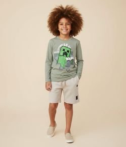 Camiseta Comfort Infantil com Estampa Minecraft - Tam 5 a 14 Anos