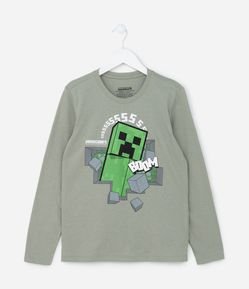 Camiseta Comfort Infantil com Estampa Minecraft - Tam 5 a 14 Anos