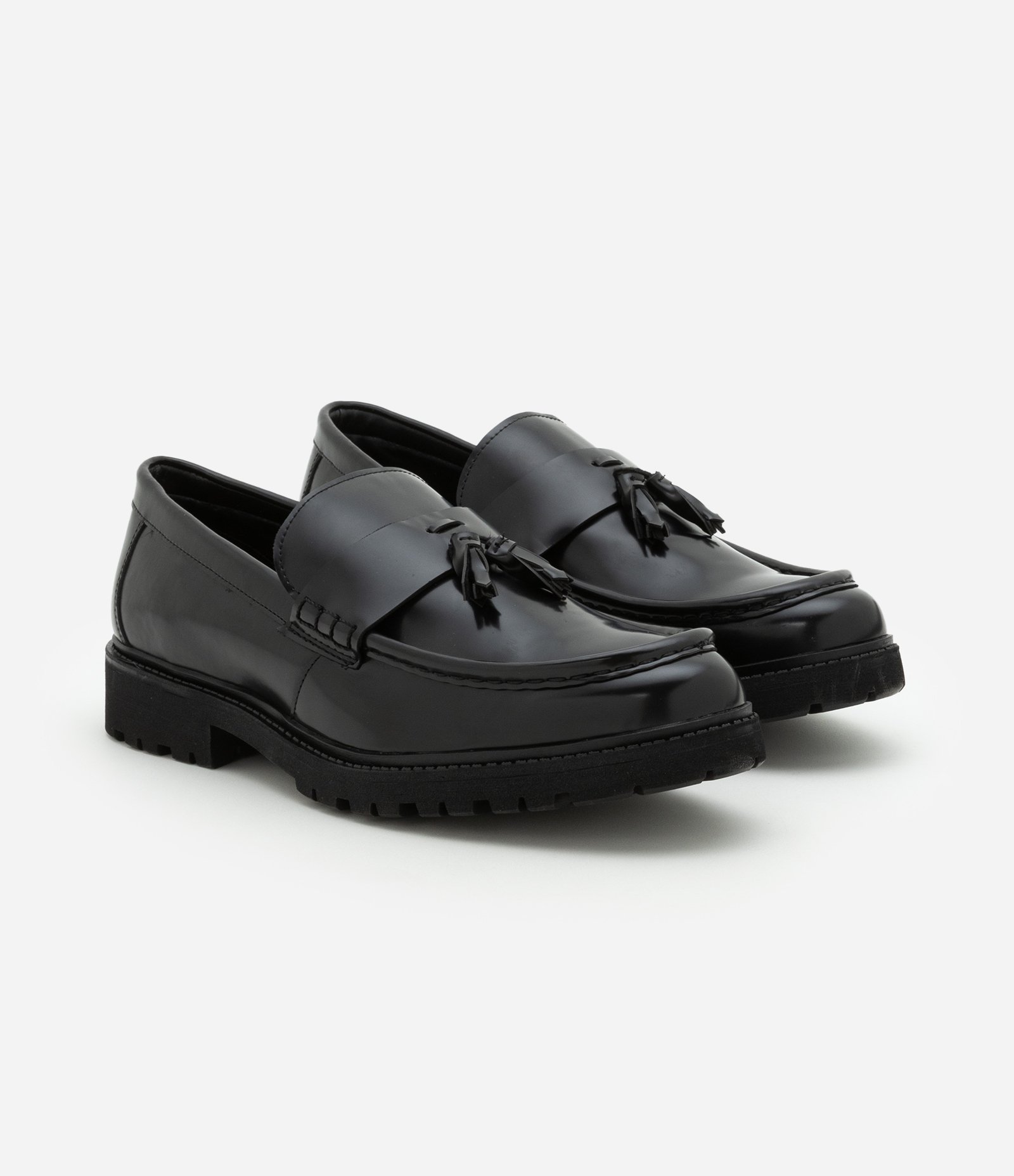 Sapato em Pu com Detalhe em Tecel Preto 2