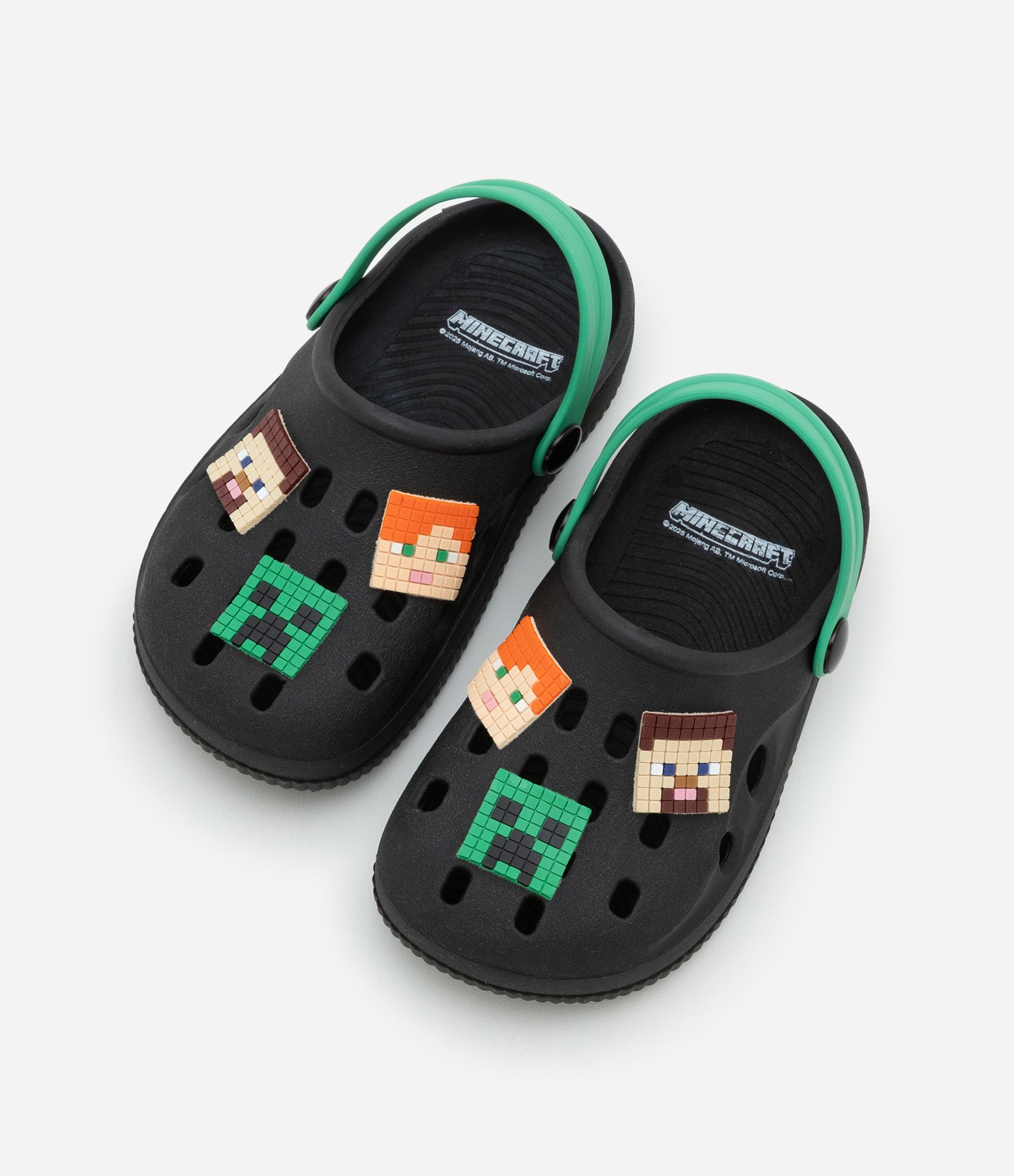 Sandália Babuche Infantil com Patch Minecraft - Tam 22 a 35 Verde/Preto 1