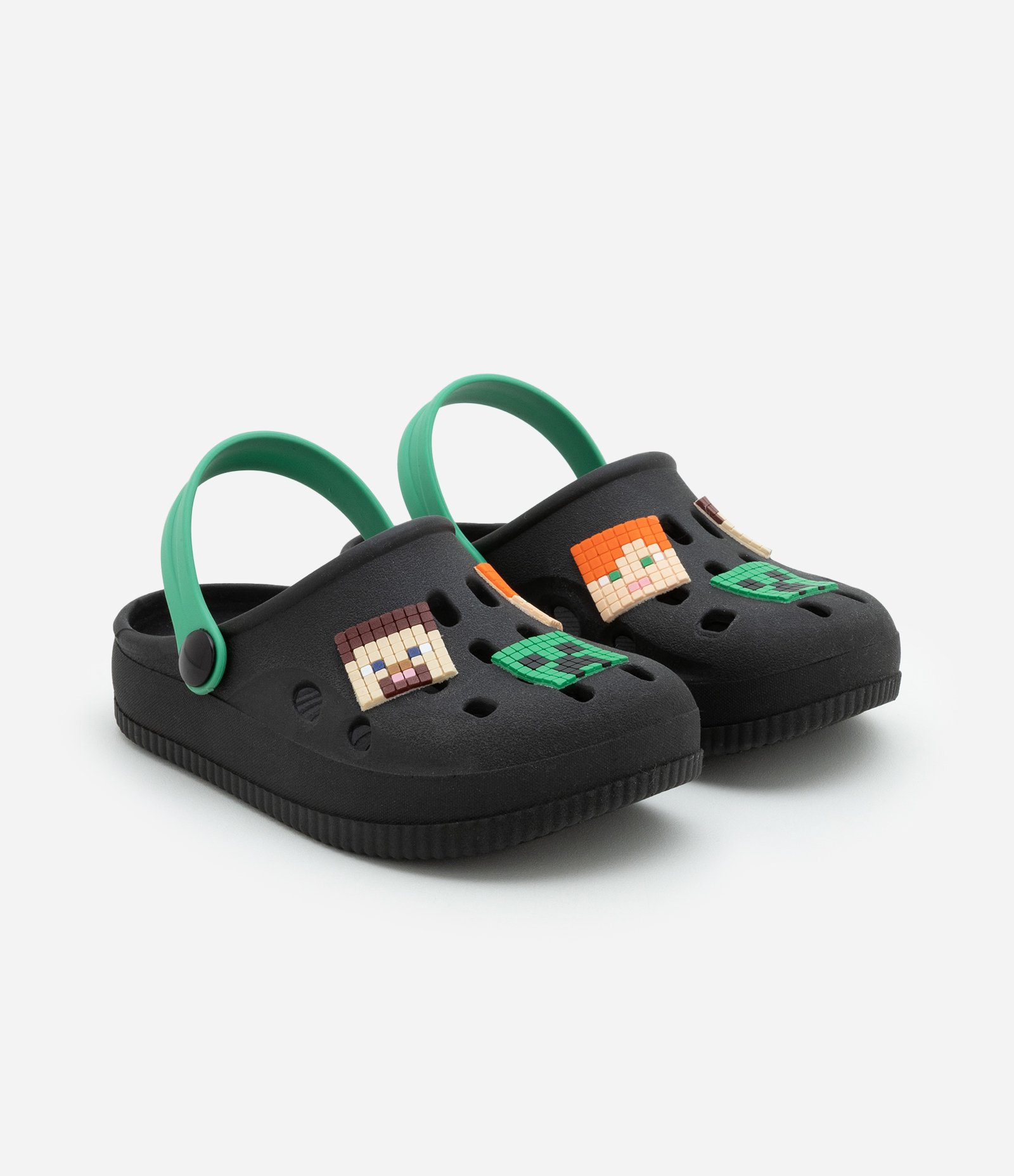 Sandália Babuche Infantil com Patch Minecraft - Tam 22 a 35 Verde/Preto 2