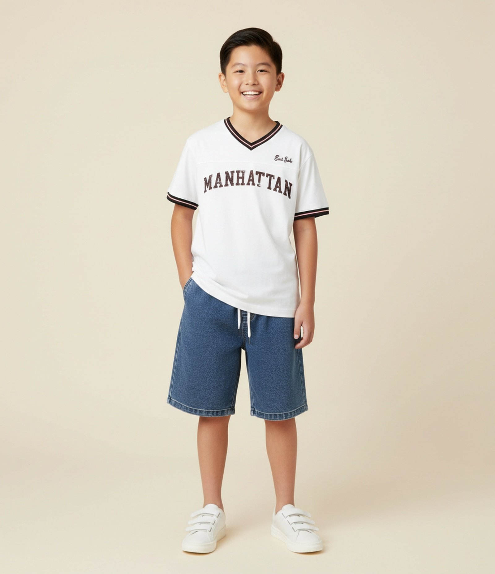 Camiseta Esportiva Infantil com Lettering Manhattan - Tam 5 a 14 Anos Branco 1