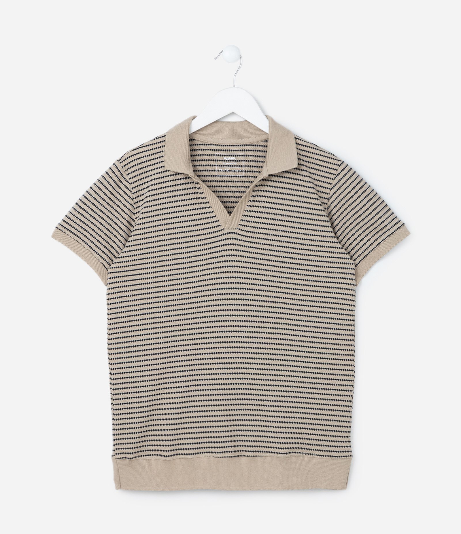 Camiseta Infantil Texturizada com Listras a Fio Tinto - Tam 5 a 14 Anos Bege 1