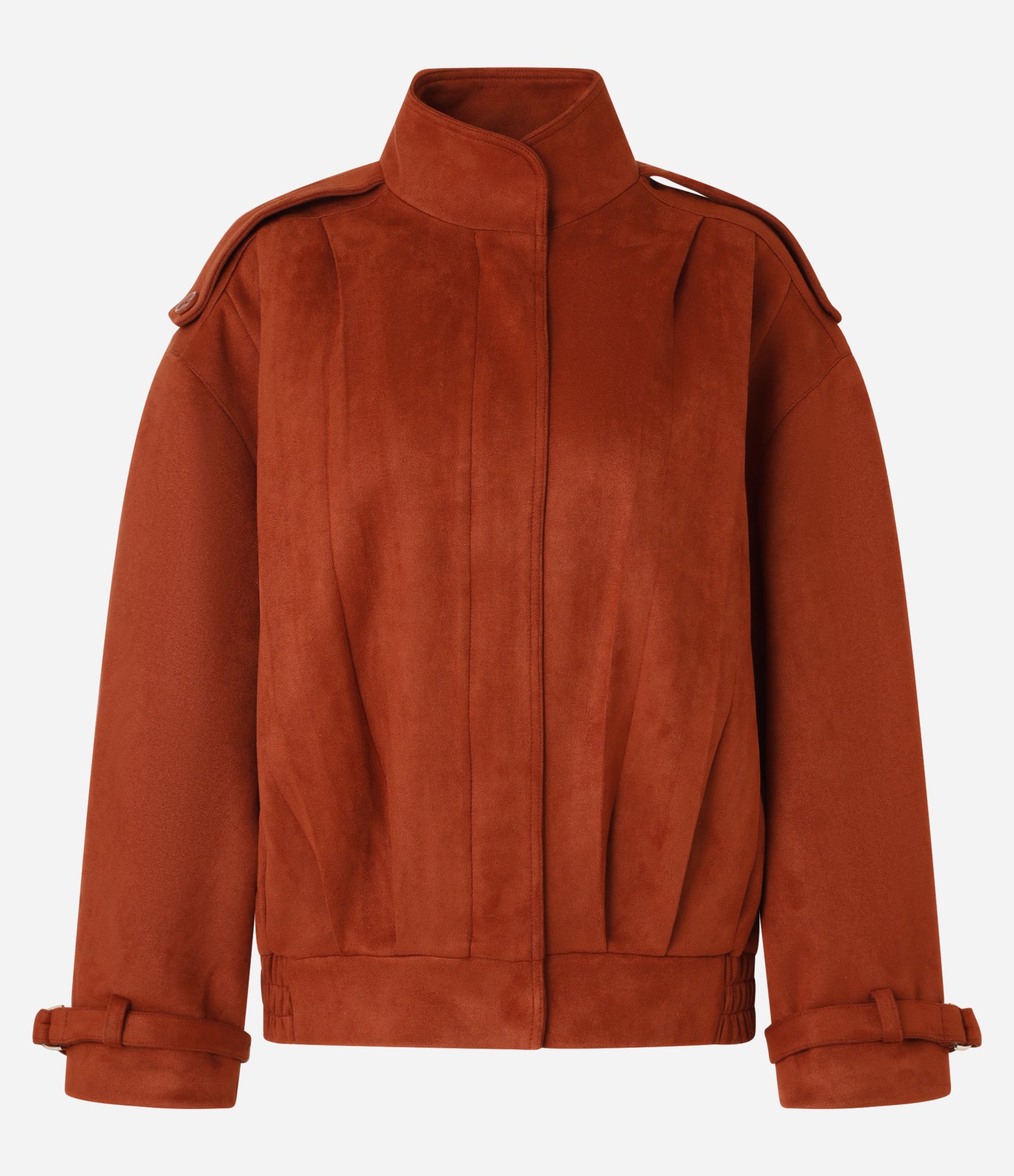 Jaqueta Oversized em Suede com Pregas Terracota 6