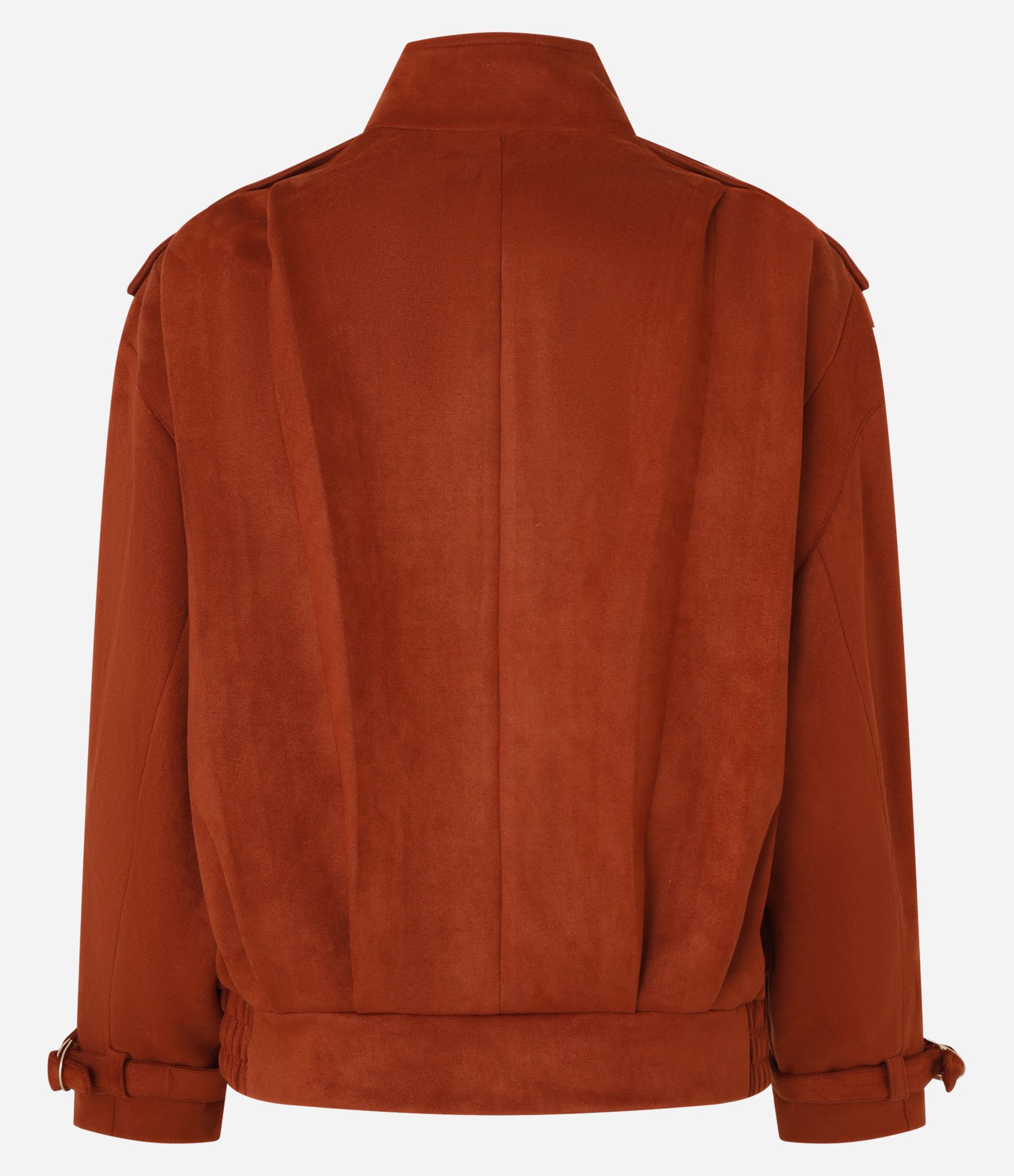 Jaqueta Oversized em Suede com Pregas Terracota 7