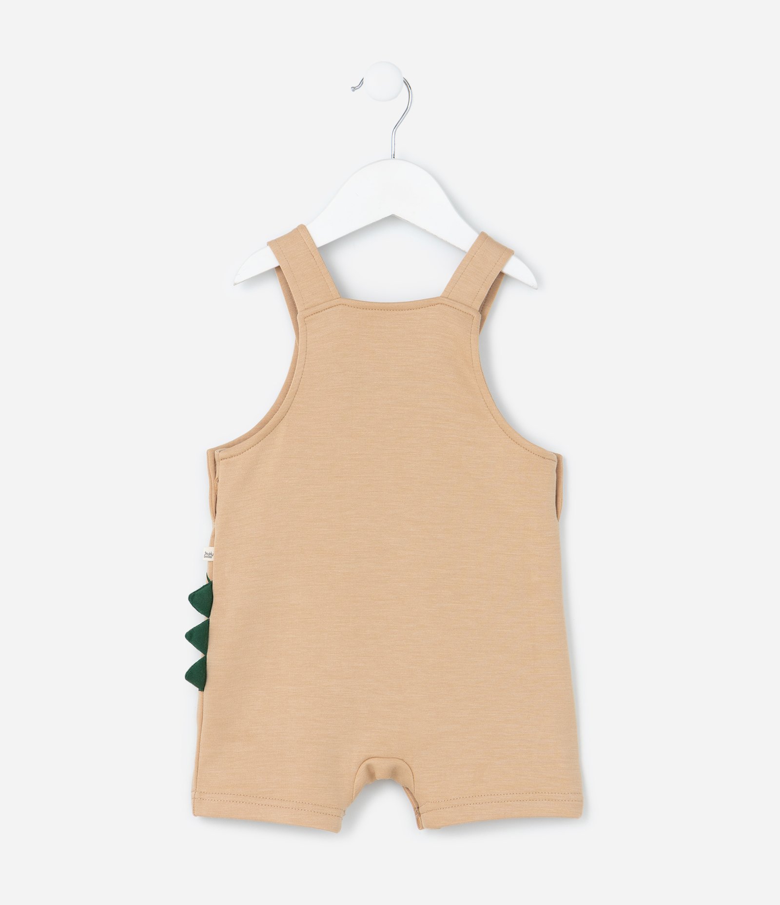 Jardineira Infantil com Bordado Dino e Cristas - Tam 3 a 18 meses Bege 4