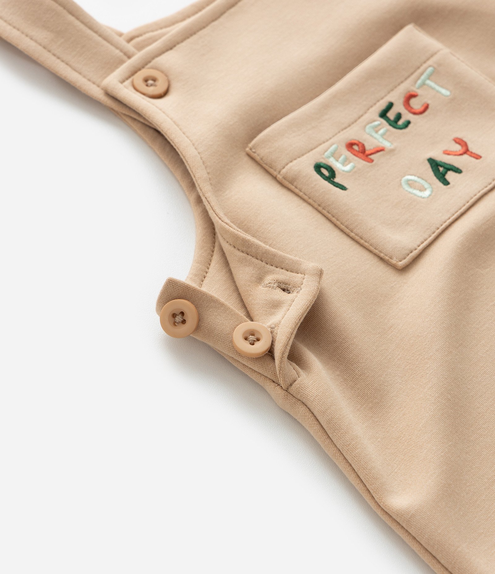 Jardineira Infantil com Bordado Dino e Cristas - Tam 3 a 18 meses Bege 6