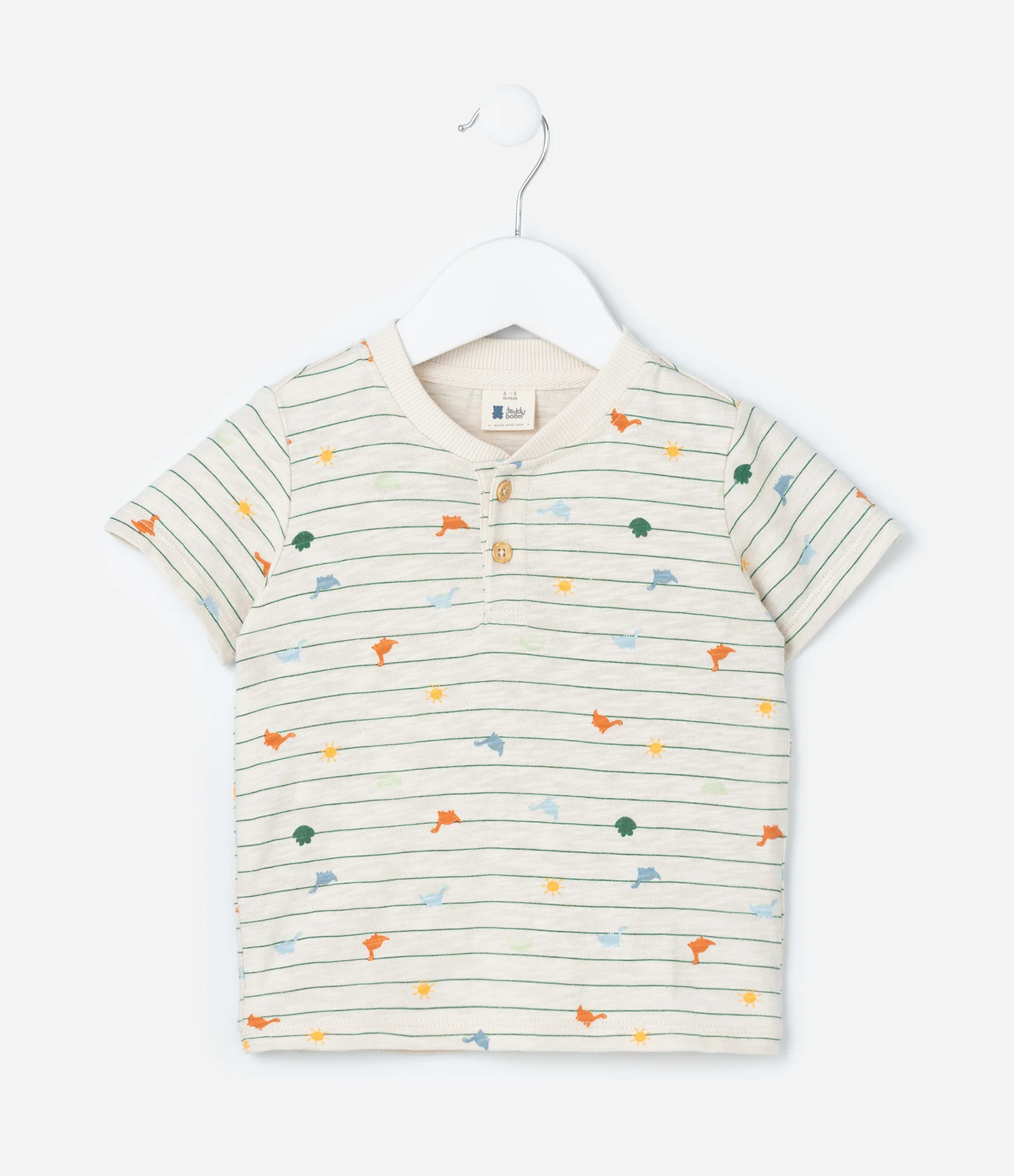 Camiseta Infantil com Estampa Mini Dinos - Tam 0 a 18 meses Bege 1