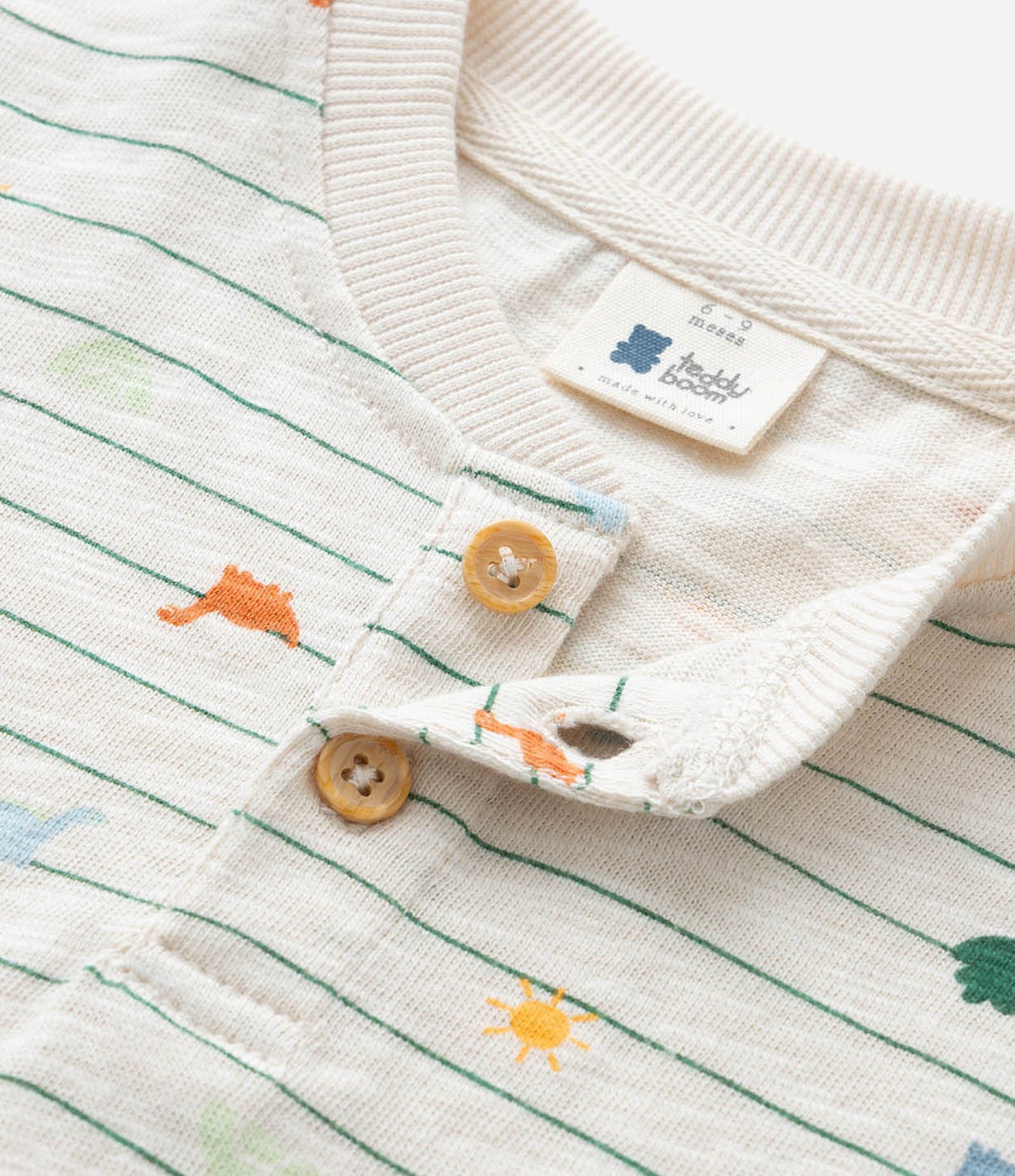 Camiseta Infantil com Estampa Mini Dinos - Tam 0 a 18 meses Bege 5