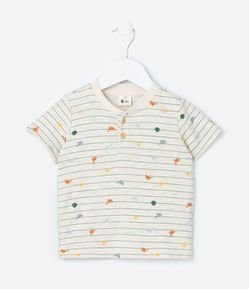 Camiseta Infantil com Estampa Mini Dinos - Tam 0 a 18 meses