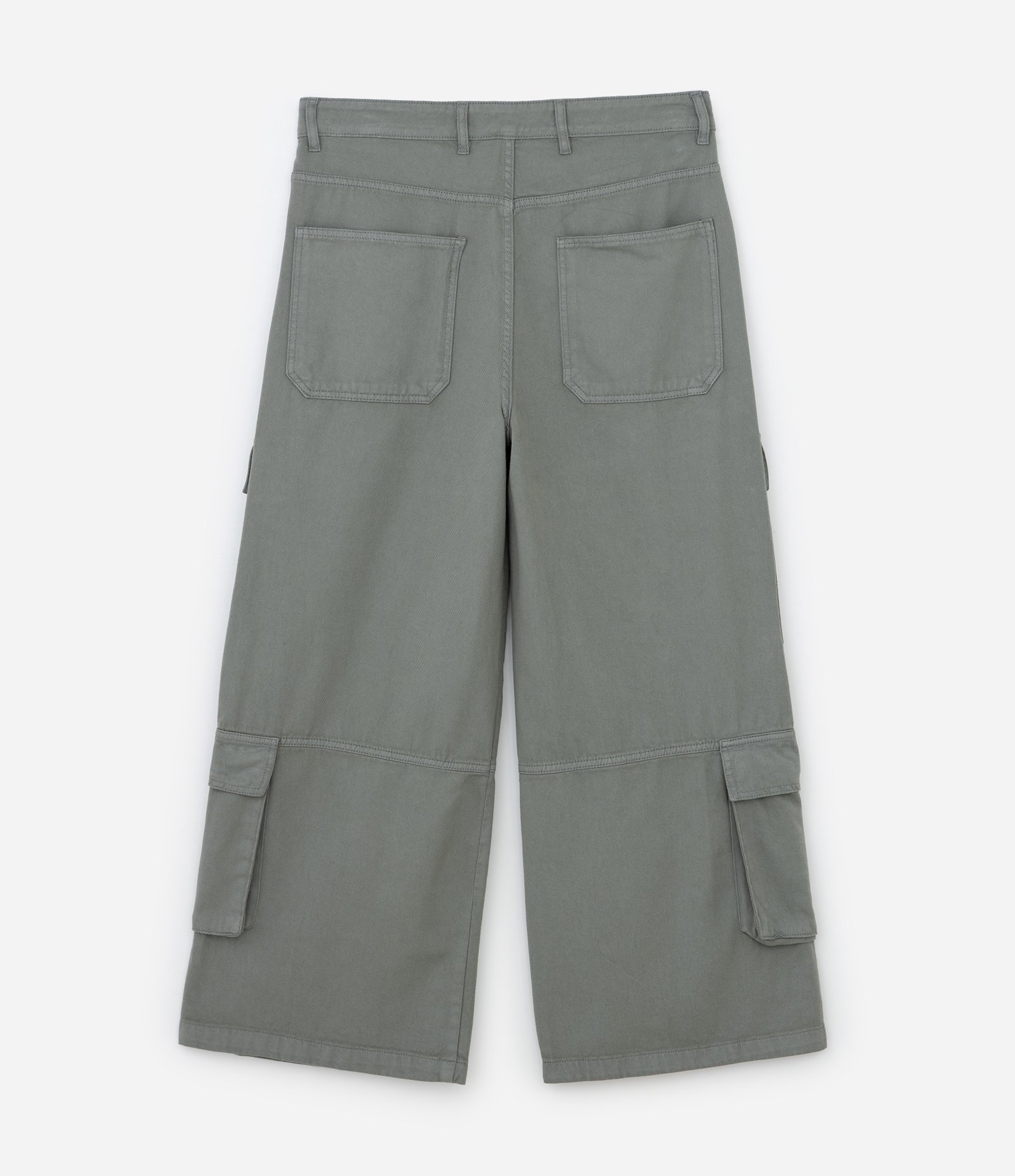 Calça Mega Baggy em Sarja com Bolso Cargo Verde 6