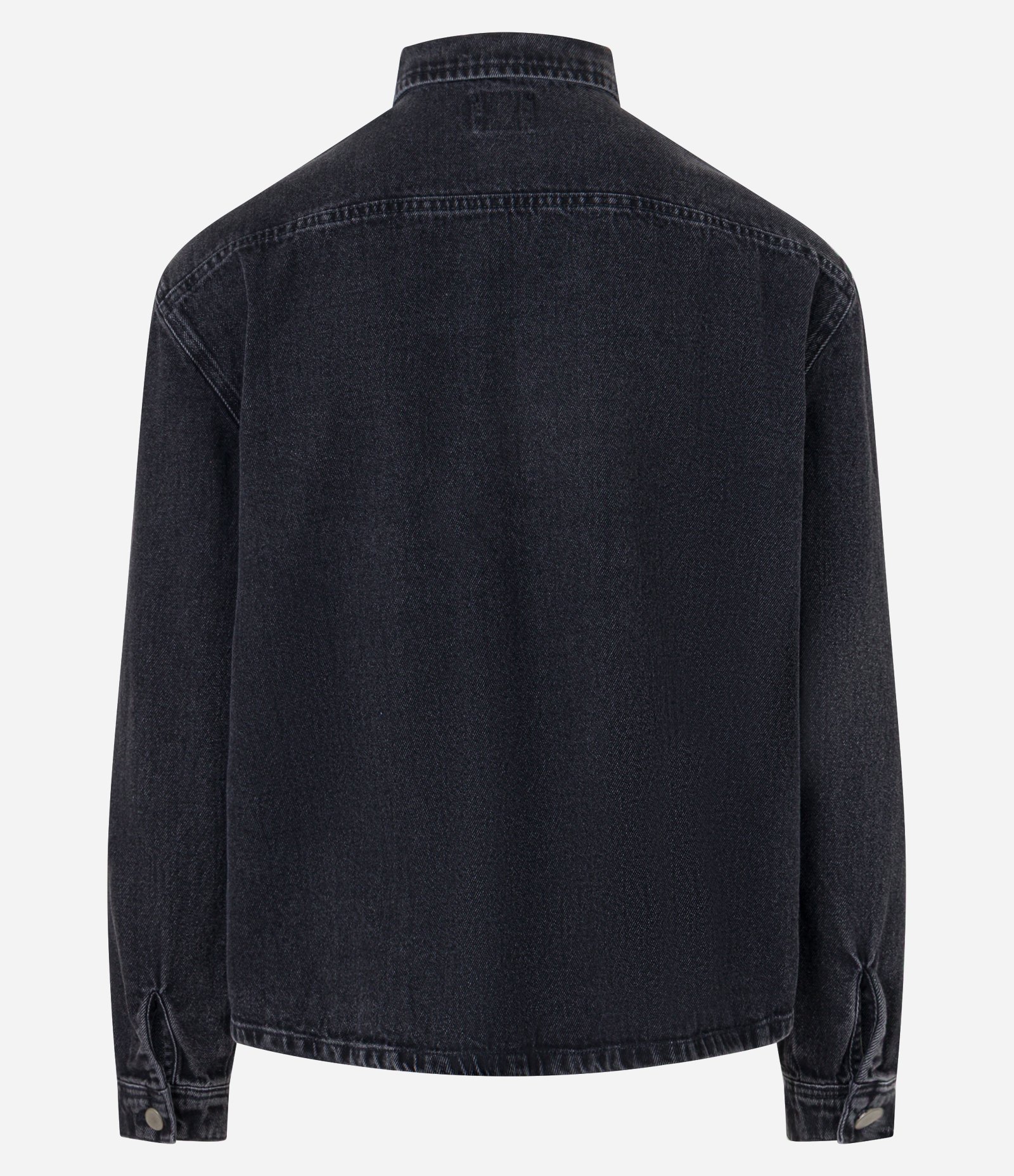 Camisa Oversized Boxy em Jeans com Efeito Marmorizado Preto 8