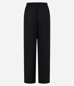 Calça Fluída em Viscose e Linho com Amarração no Cós