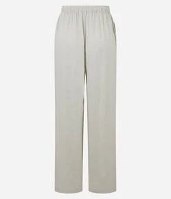 Calça Fluída em Viscose e Linho com Amarração no Cós