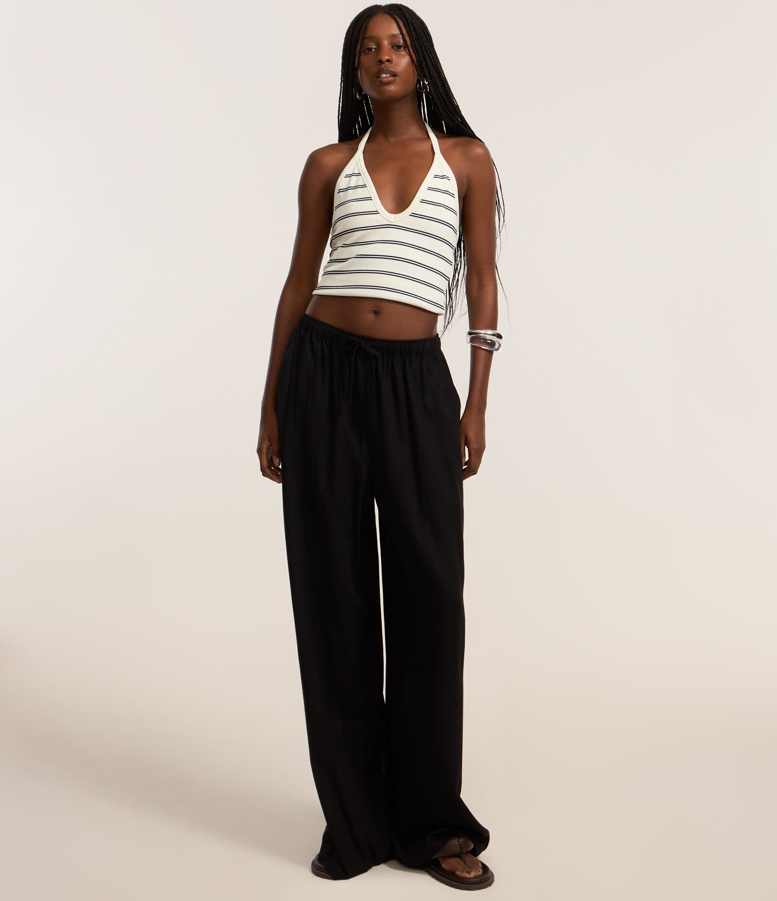 Blusa Frente Única Seamless Listrada Branco 2