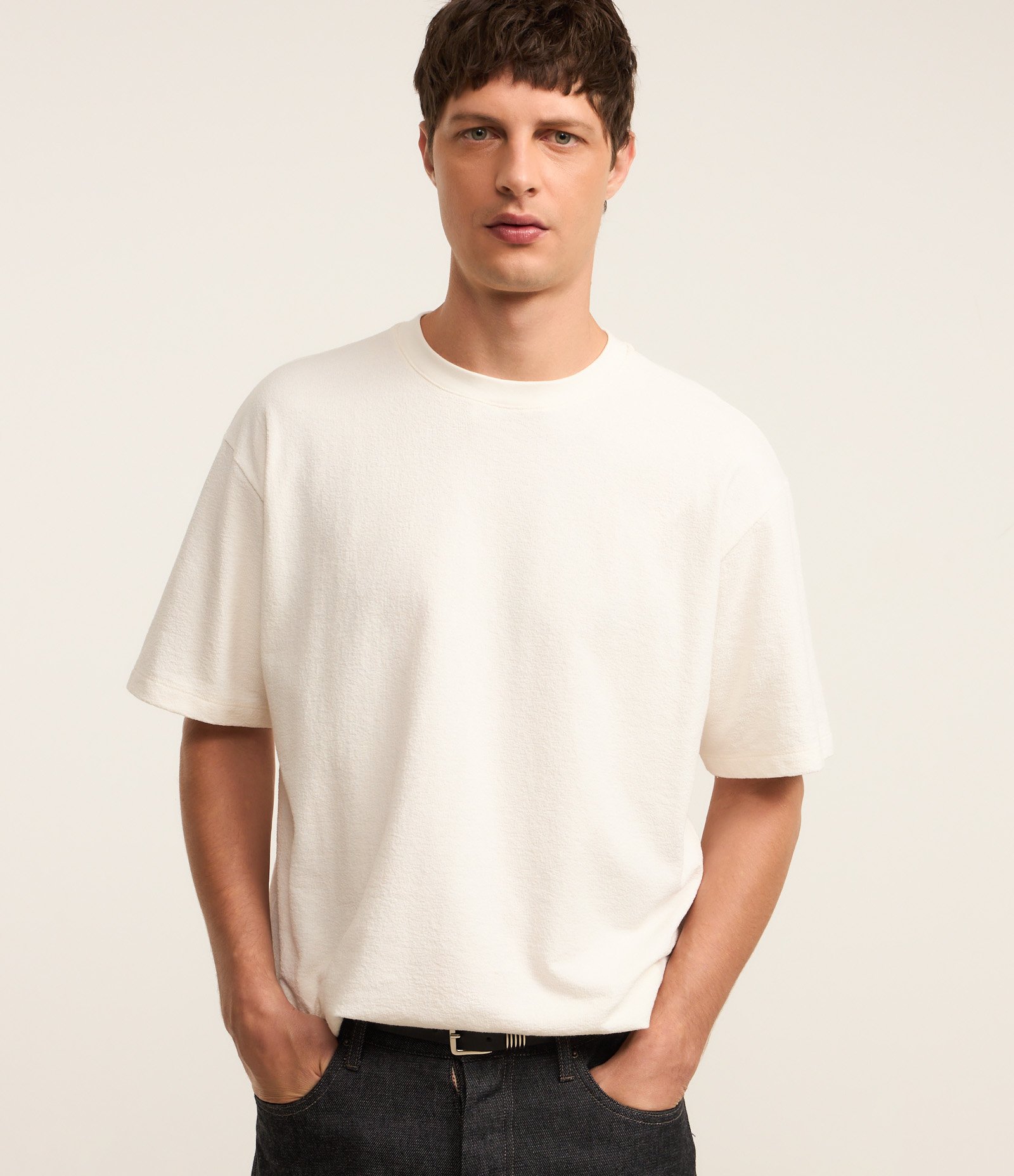 Camiseta Boxy em Algodão Texturizada Branco 1