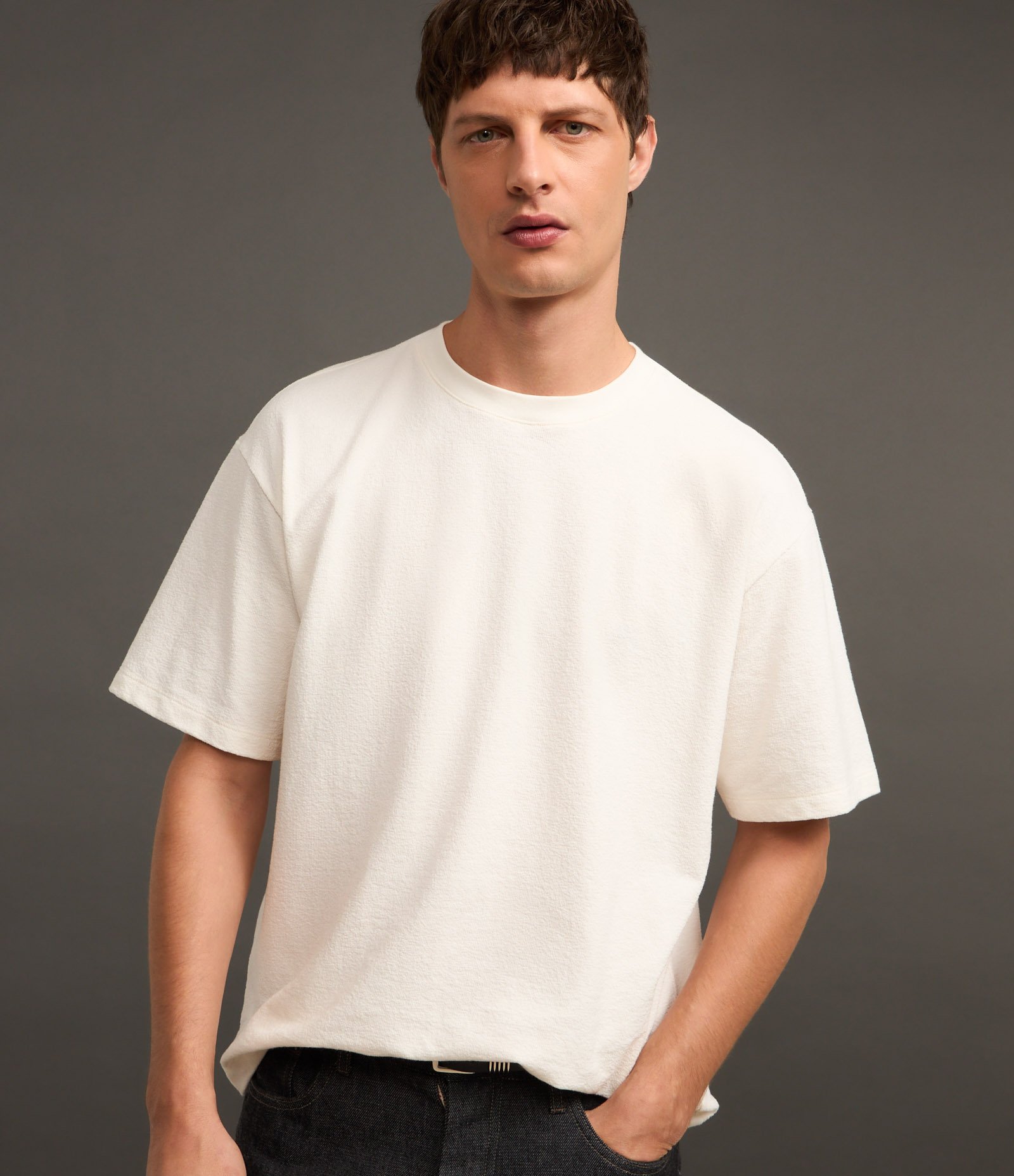 Camiseta Boxy em Algodão Texturizada Branco 4