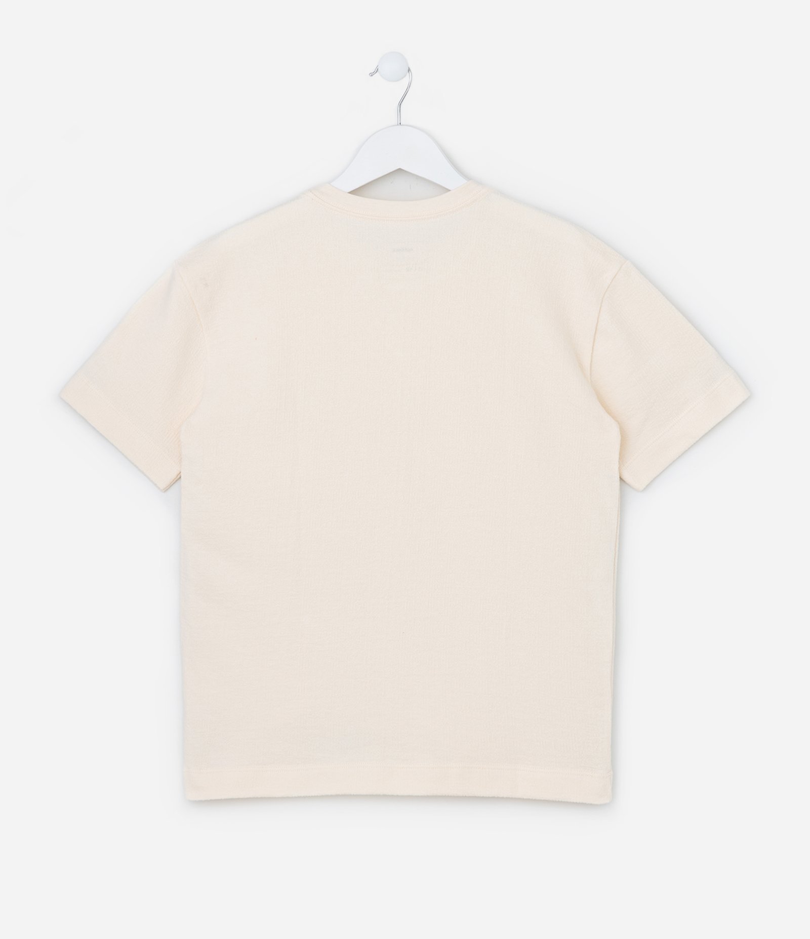 Camiseta Infantil com Textura Atoalhada e Estampa no Peito - Tam 5 a 14 Anos Bege 2
