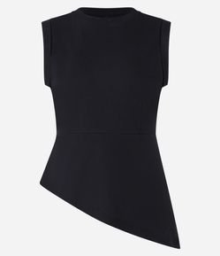 Blusa sem Manga em Algodão com Barra Assimétrica
