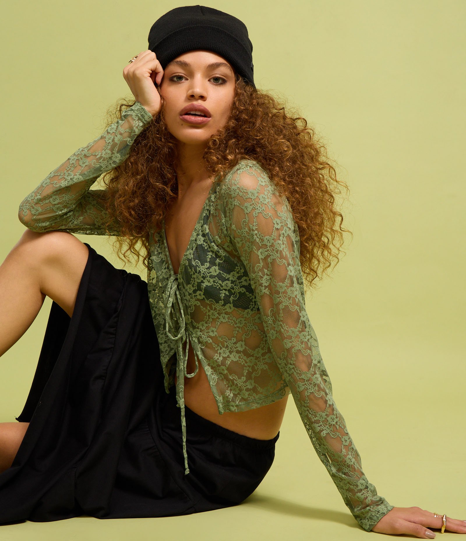 Blusa em Renda com Lacinhos Frontais Verde 4