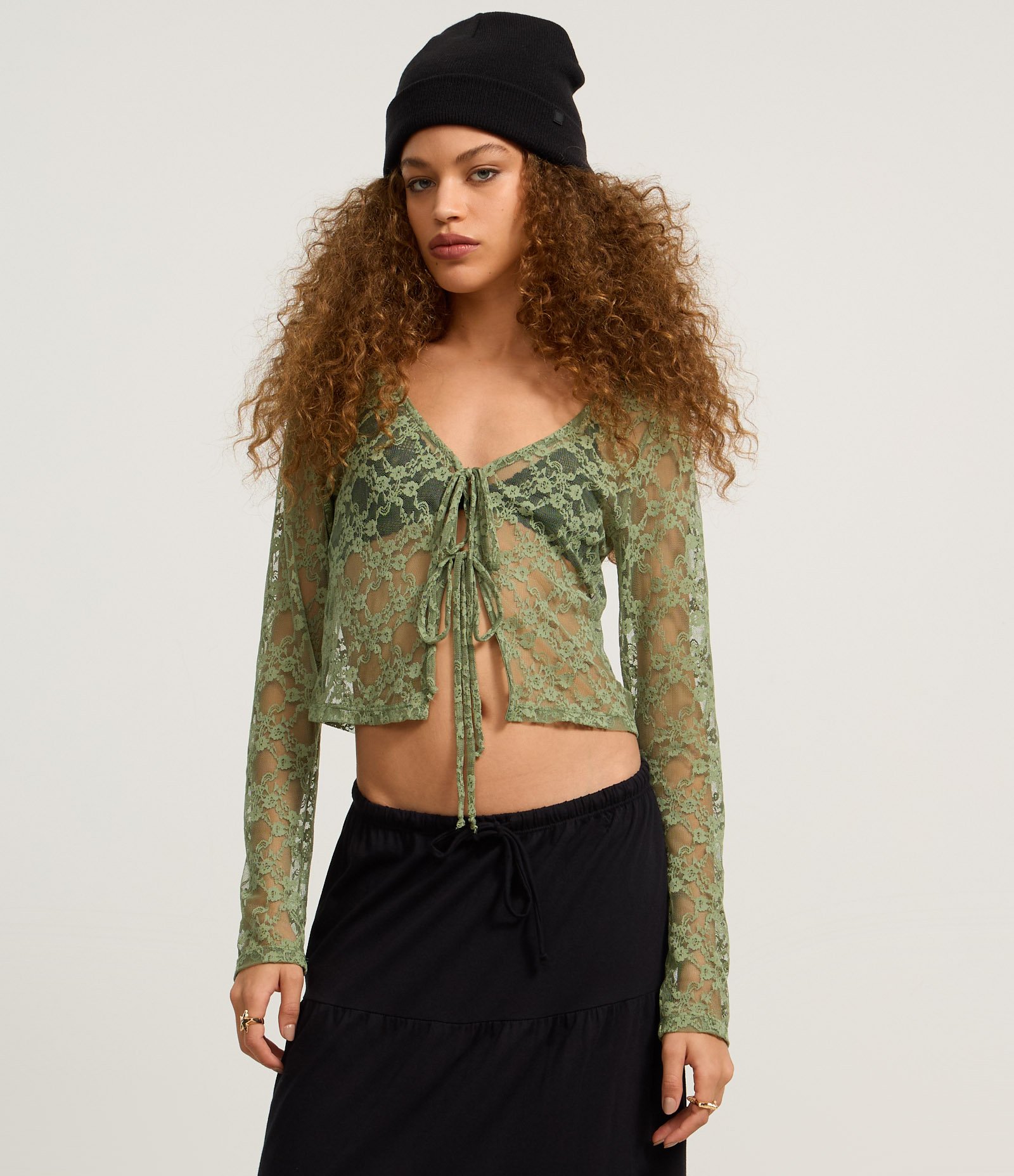 Blusa em Renda com Lacinhos Frontais Verde 3