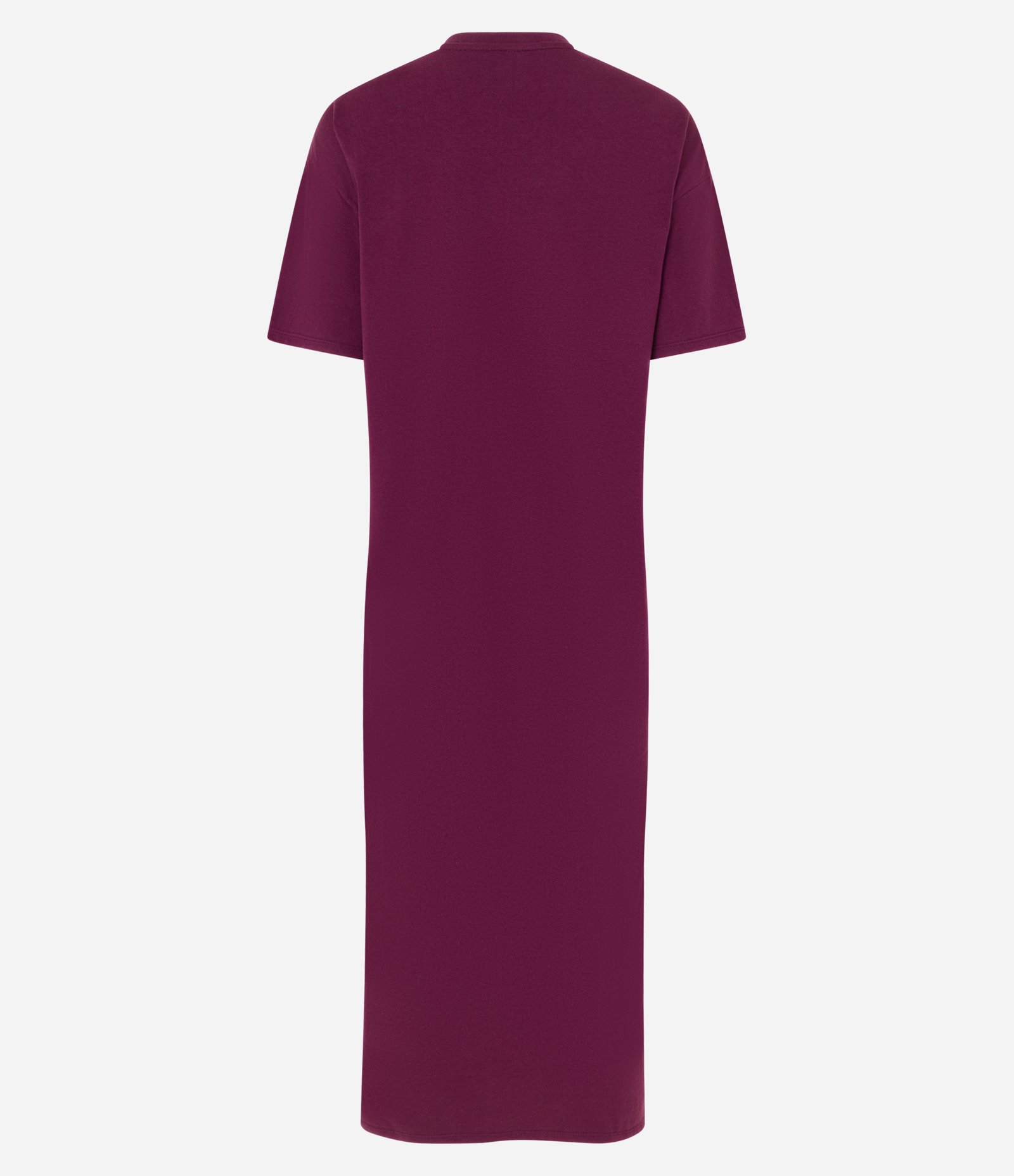 Vestido T-Shirt Midi em Algodão com Fenda Bordô 5