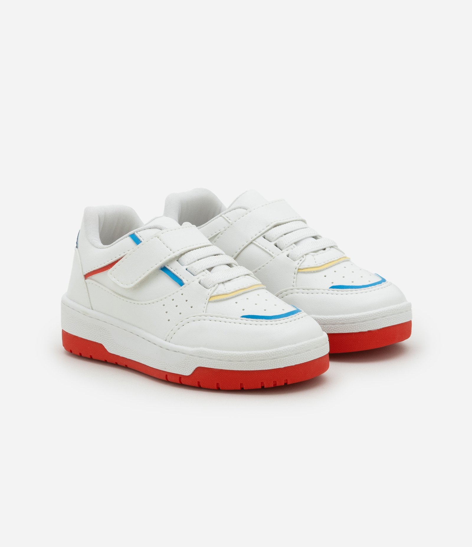 Tênis Infantil com Recortes Contrastantes - Tam 20 ao 27 Branco/Vermelho 1