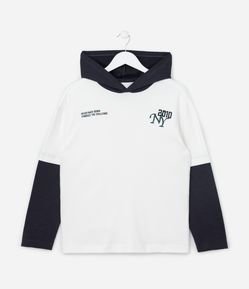 Camiseta Infantil com Capuz e Manga Sobreposta - Tam 5 a 14 Anos