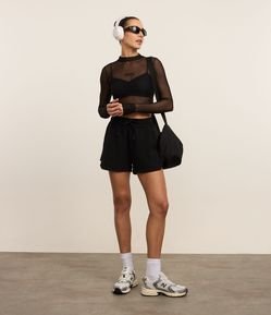 Bermuda Runner Esportiva com Amarração e Fenda Lateral