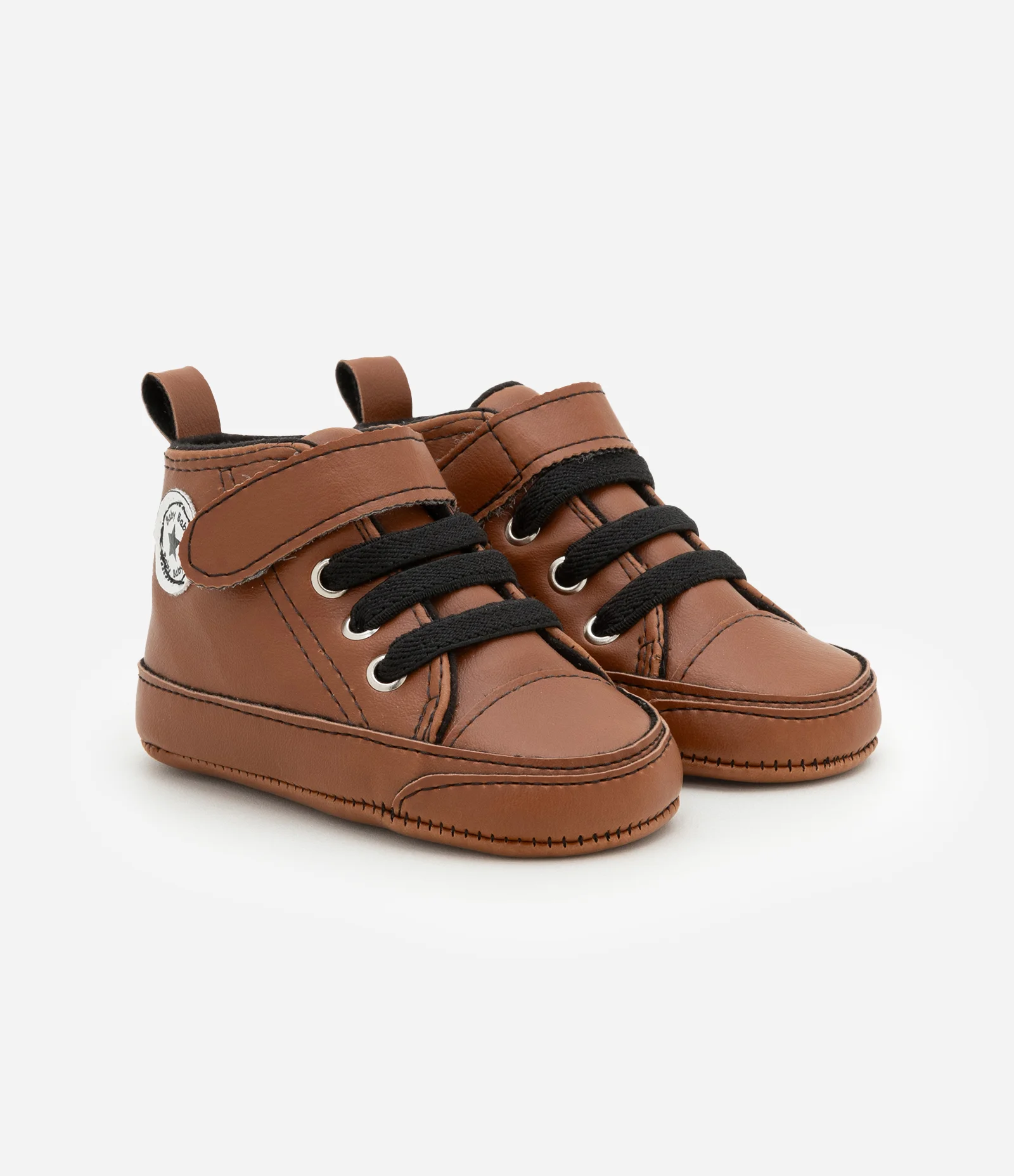 Tênis Abotinado Infantil com Velcro e Cadarço - Tam 15 a 19 Marrom 1