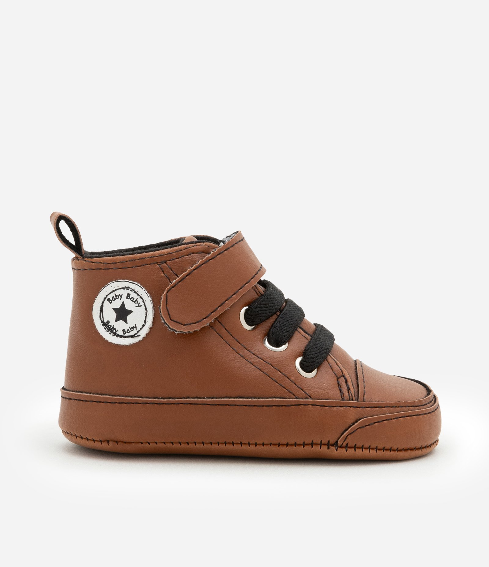 Tênis Abotinado Infantil com Velcro e Cadarço - Tam 15 a 19 Marrom 5