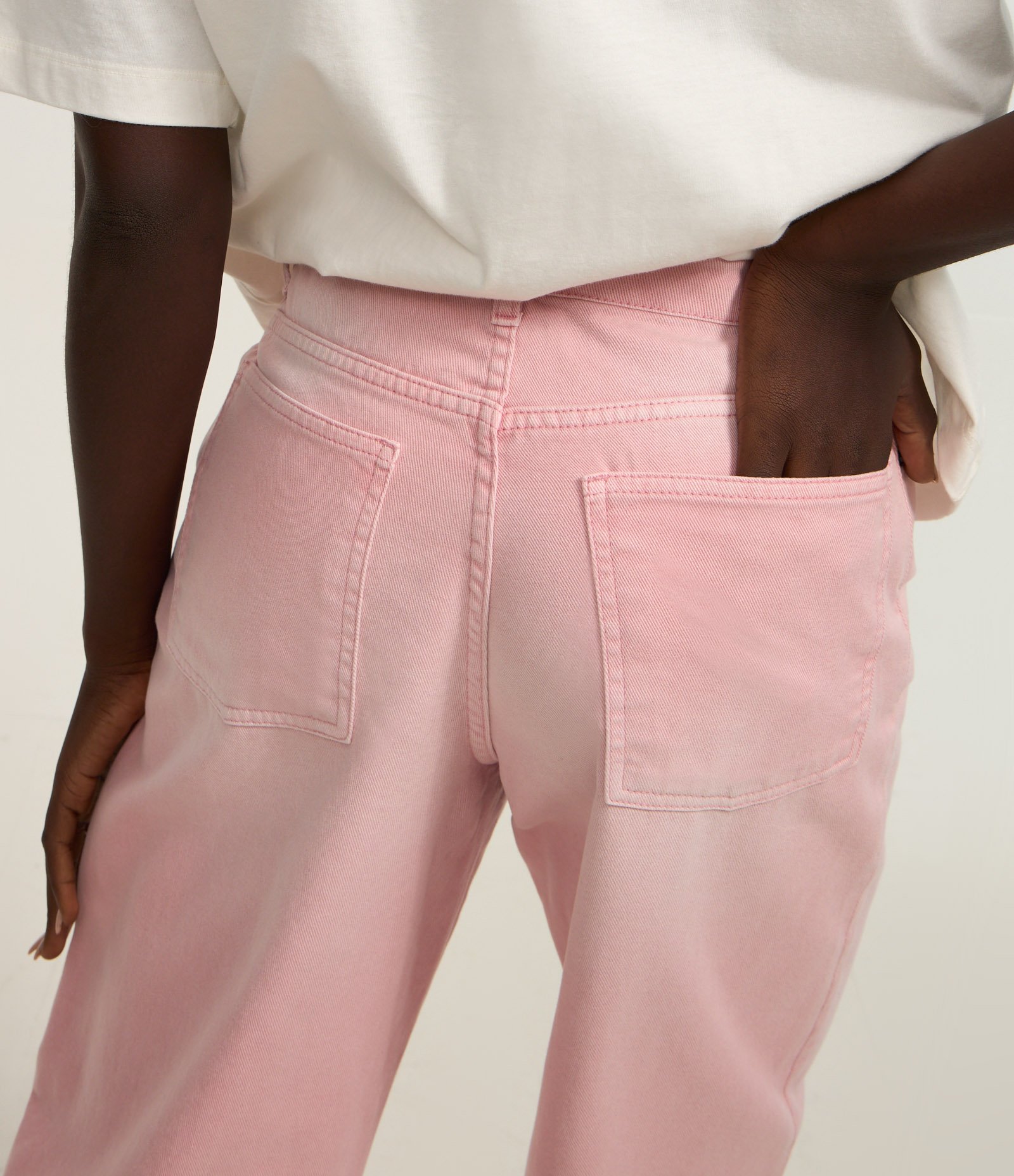 Calça Slouchy em Jeans com Cintura Alta e Tingimento Cationizado Rosa 5