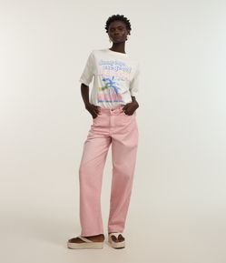 Calça Slouchy em Jeans com Cintura Alta e Tingimento Cationizado