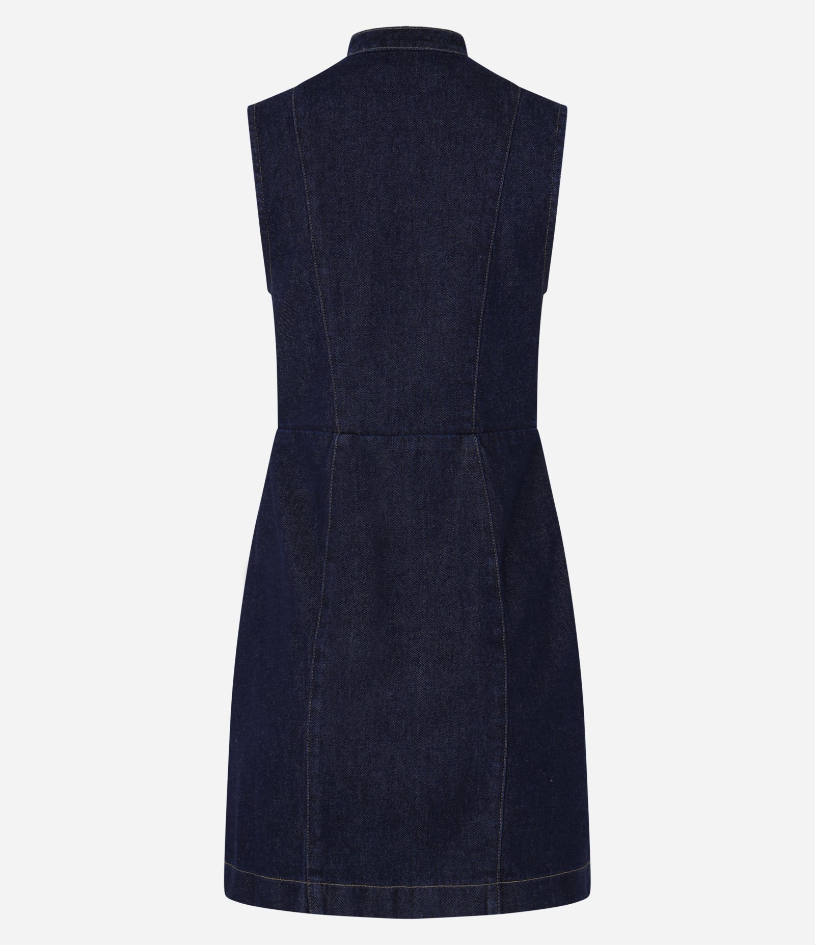 Vestido Curto em Jeans com Gola Biker e Zíper Frontal Azul Escuro 9