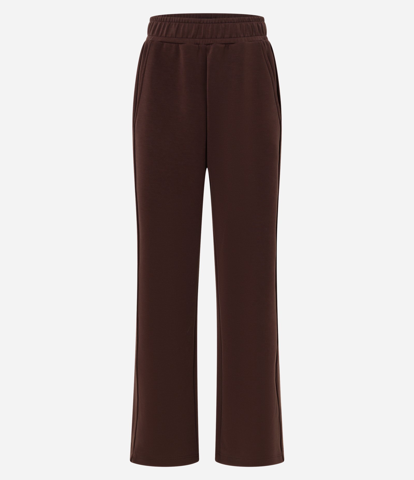 Calça Reta Esportiva em Modal com Bolsos Marrom 6