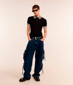 Calça Super Baggy em Jeans com Multibolsos