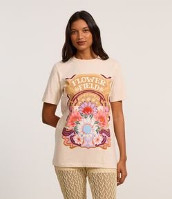 Camiseta Alongada em Algodão com Estampa Floral