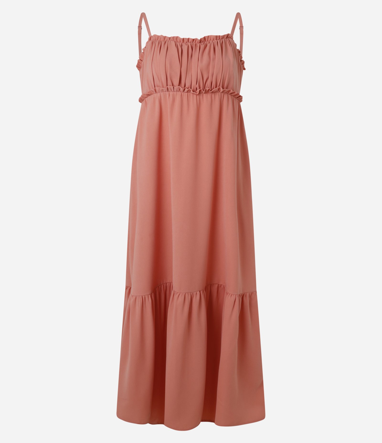 Vestido Godê New Midi Texturizado com Babado Laranja Coral 5