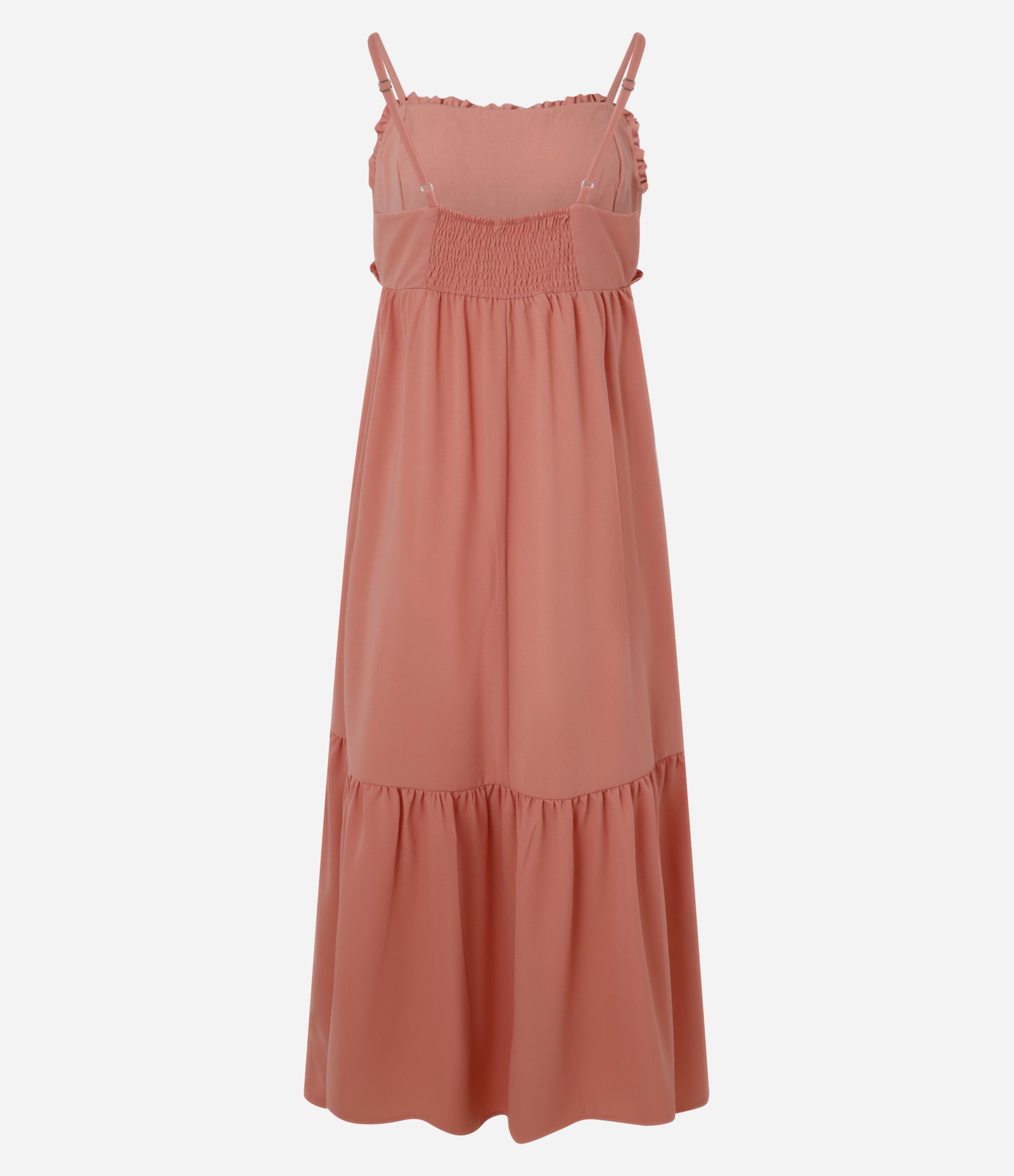Vestido Godê New Midi Texturizado com Babado Laranja Coral 6