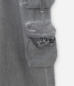 Calça Super Baggy em Sarja Estonada com Lavagem