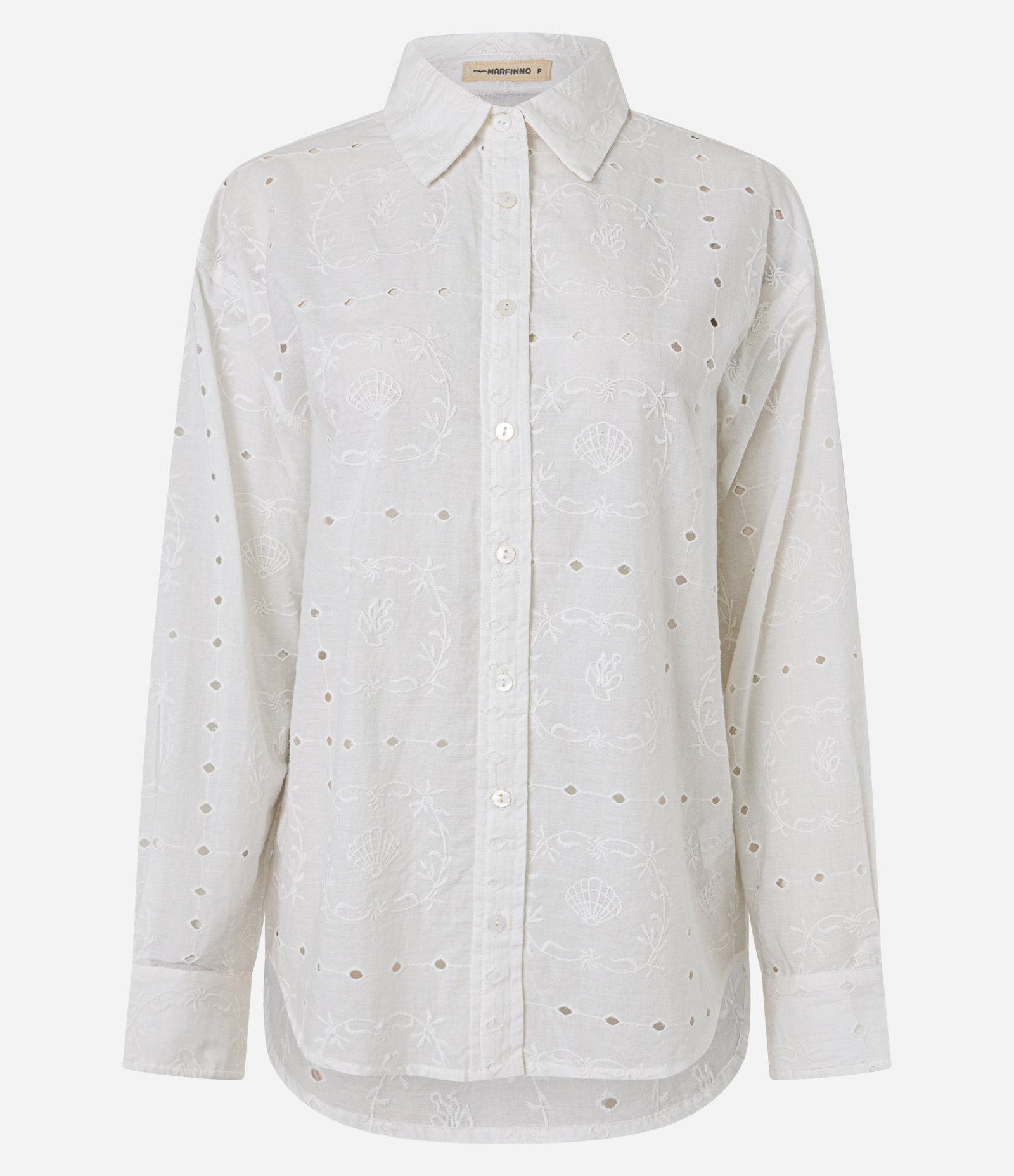 Camisa em Cambraia com Bordados e Vazados Off White 7