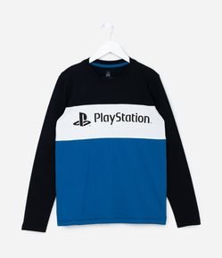 Camiseta Infantil com Recortes e Estampa Playstation - Tam 5 a 14 Anos