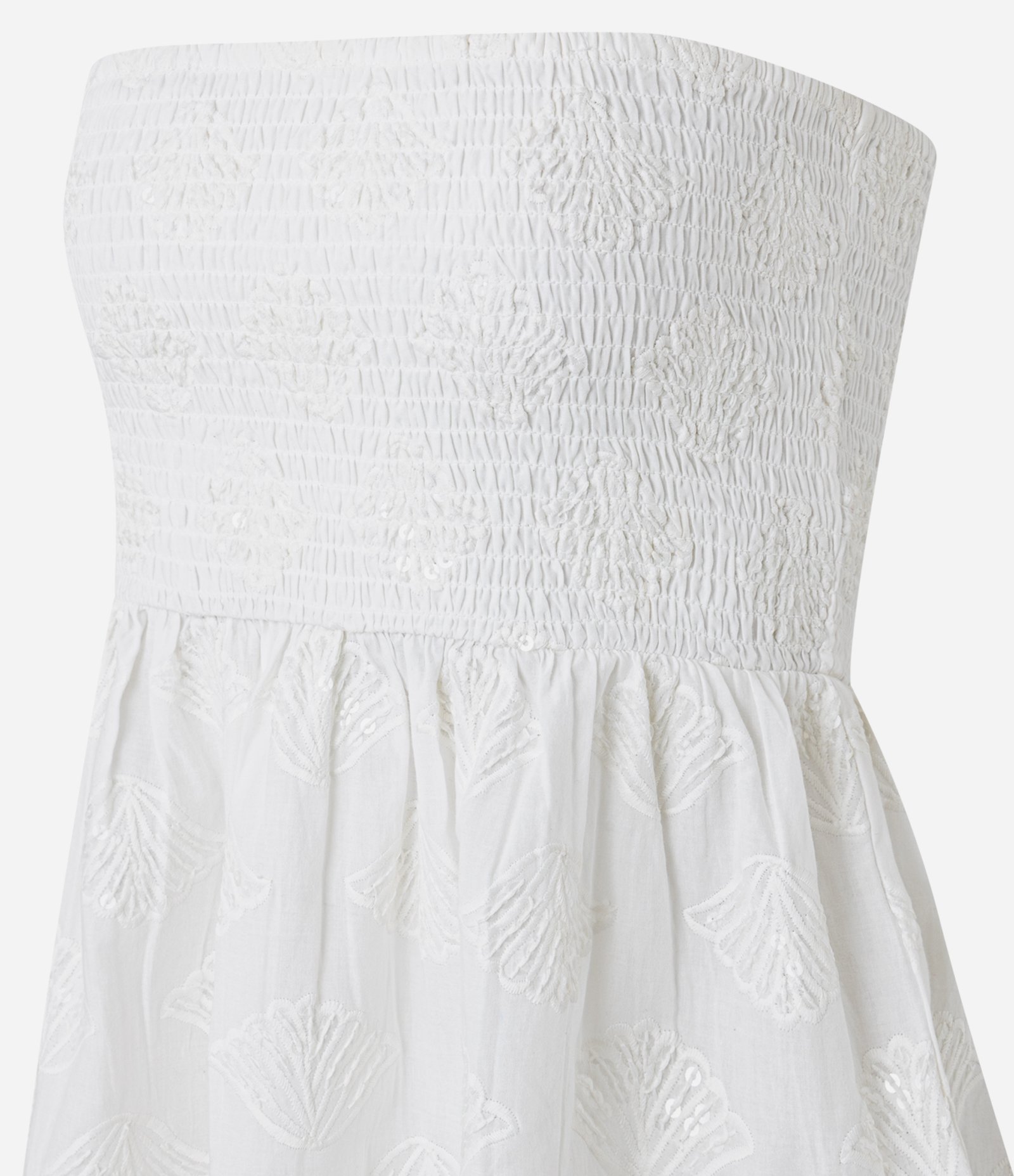 Blusa em Cambraia com Lastex e Bordado na Barra Assimétrica Off White 8