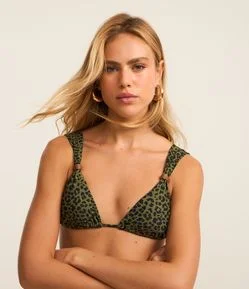 Biquíni Top Cortininha Animal Print com Alças Largas e Aviamento