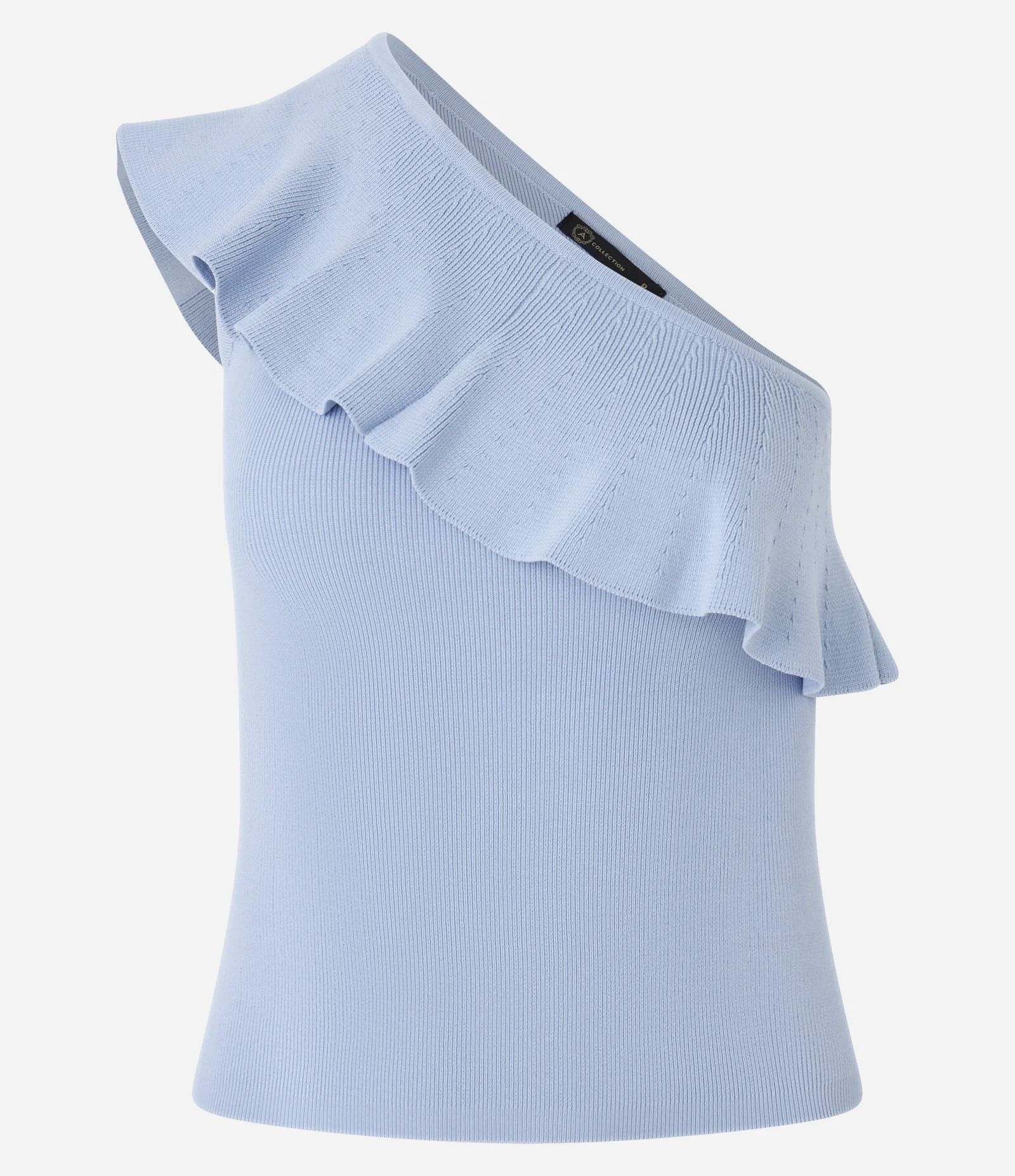 Blusa Ombro Só em Tricô com Babados Azul 7