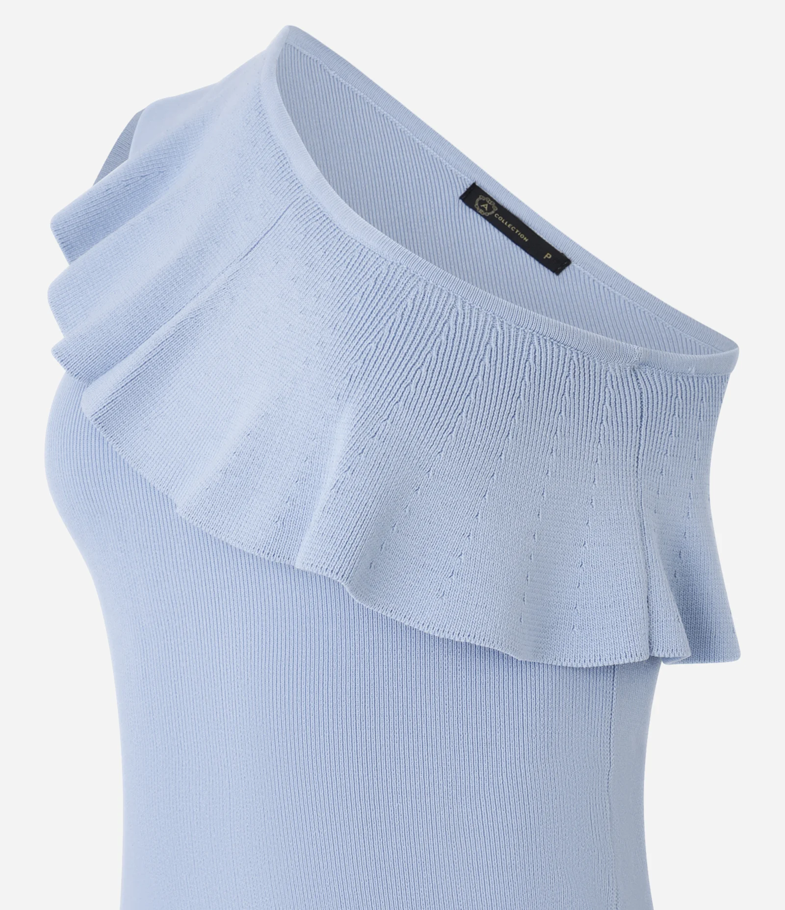 Blusa Ombro Só em Tricô com Babados Azul 8