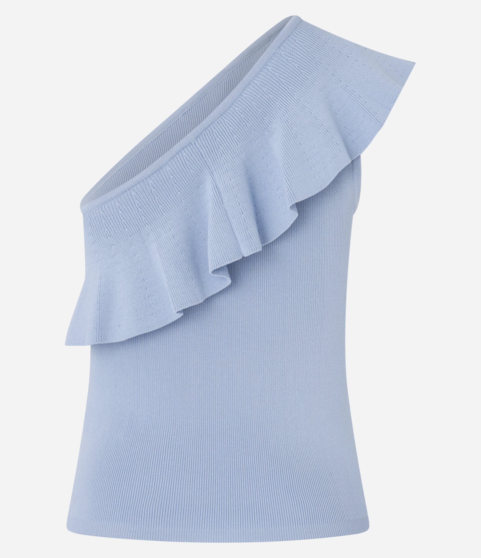 Blusa Ombro Só em Tricô com Babados Azul 9