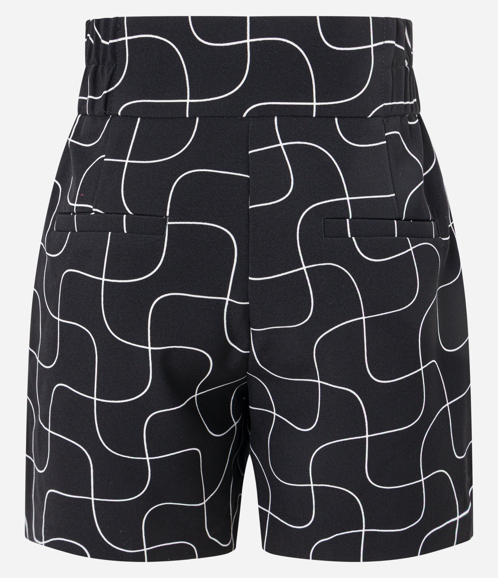Short Reto Alfaiatado Cintura Alta com Estampa Linhas Curvas Preto 6