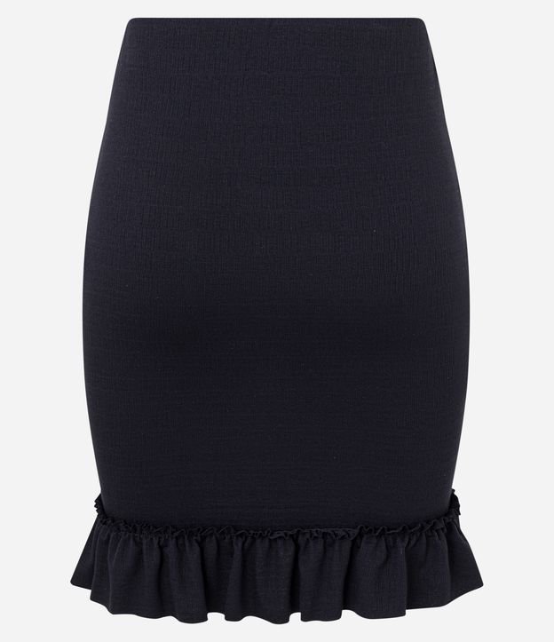 Saia Curta Texturizada e Babado na Barra