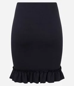 Saia Reta Curta com Textura e Babado na Barra